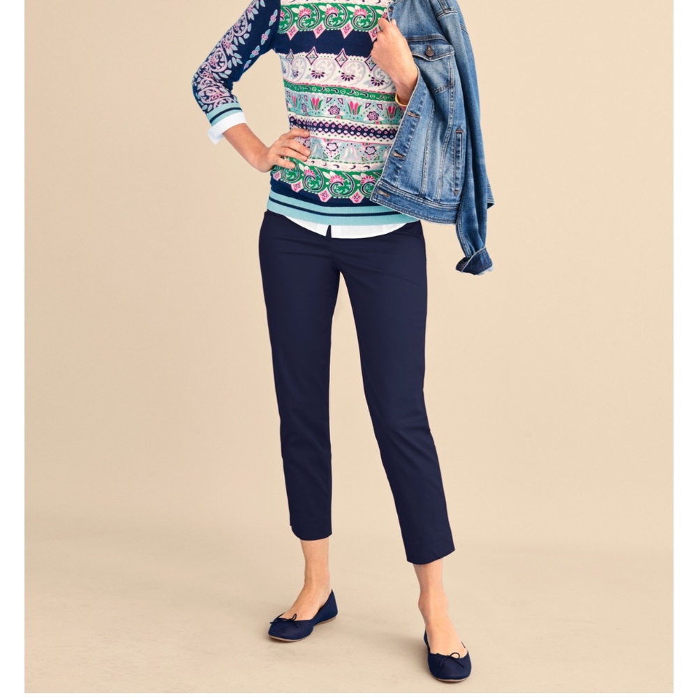 Talbot's Perfect Crop Women's Slim Leg Pants, Sz 12, Navy Blue.